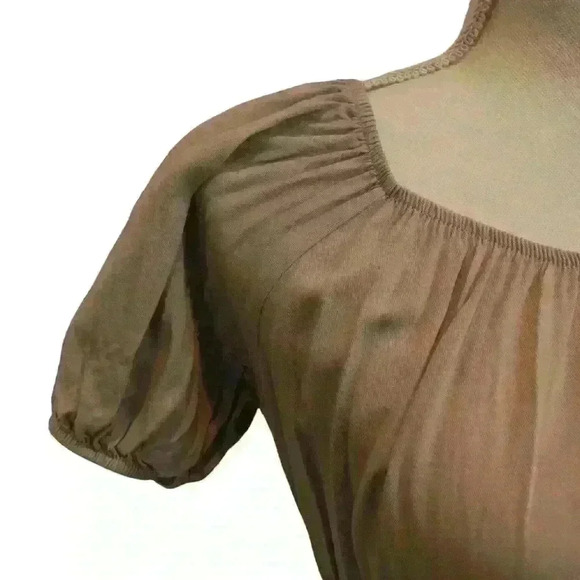 Melitea Beige Short Sleeve Off Shoulder Peasant Blouse Made in Italy Size Small - Picture 4 of 8